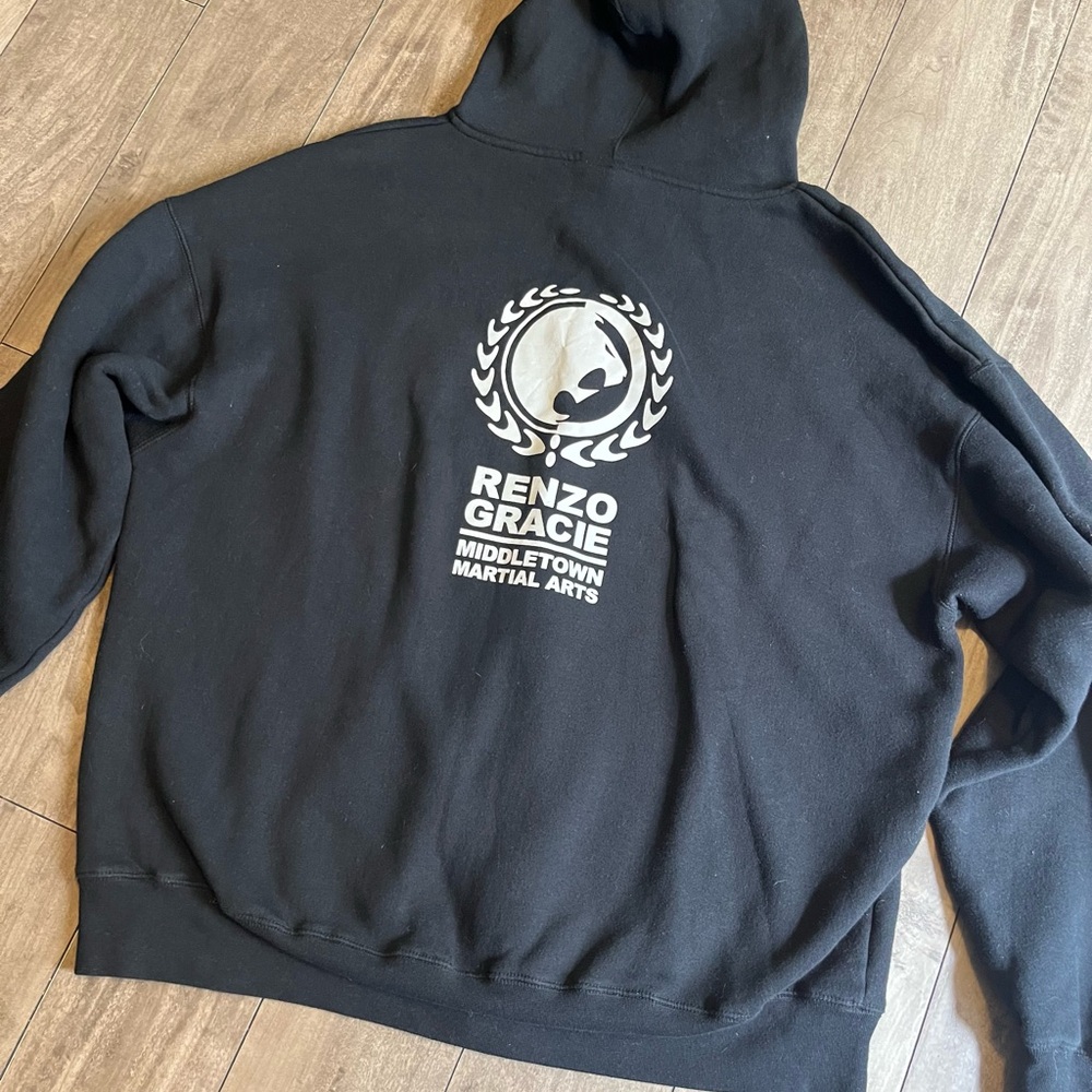 J. America Black Hoodie with White Renzo Gracie Logo